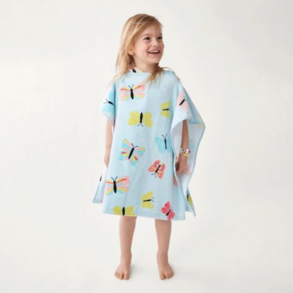 Kids Hooded Poncho Beach Towels Butterfly - Picture 2 of 3